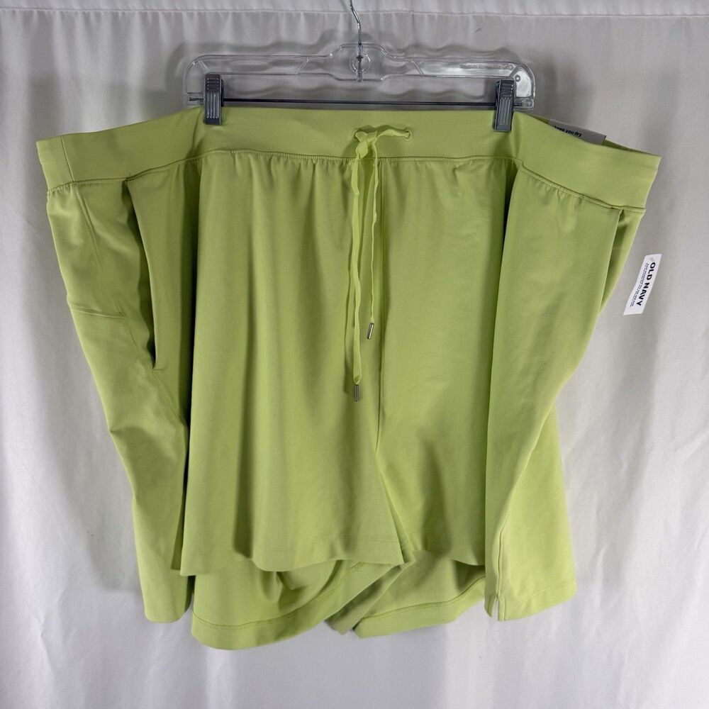 New Old Navy Powersoft Shorts Women's 4X Neon Green Pull On Drawstring Hi Rise